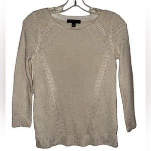 XXSP Ann Taylor Cream Off White Knit Sweater with Mini Side Silts